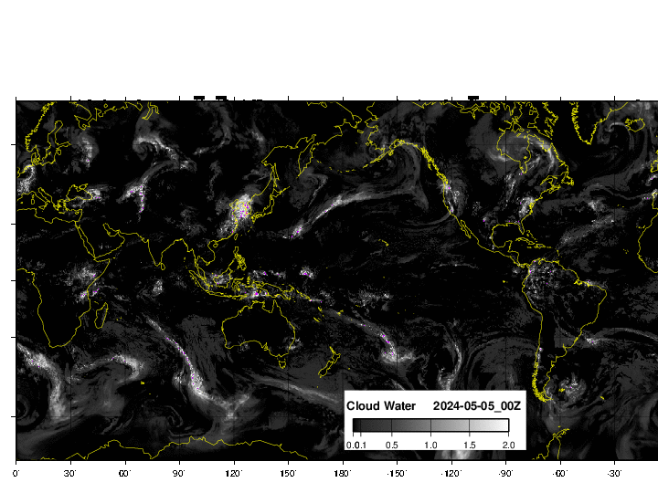 GFS グローバル雲水量マップ