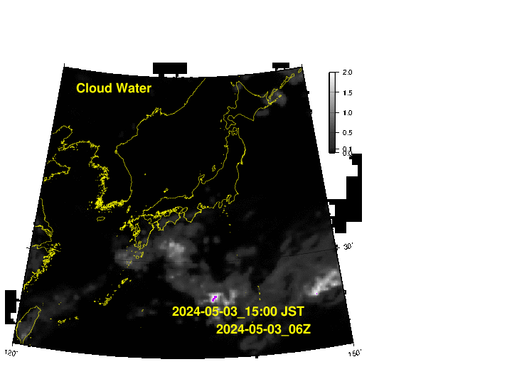 NOAA GFS 雲水量予報 日本