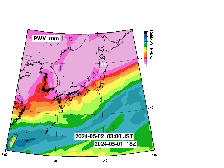 NOAA GFS 可降水量予報 日本