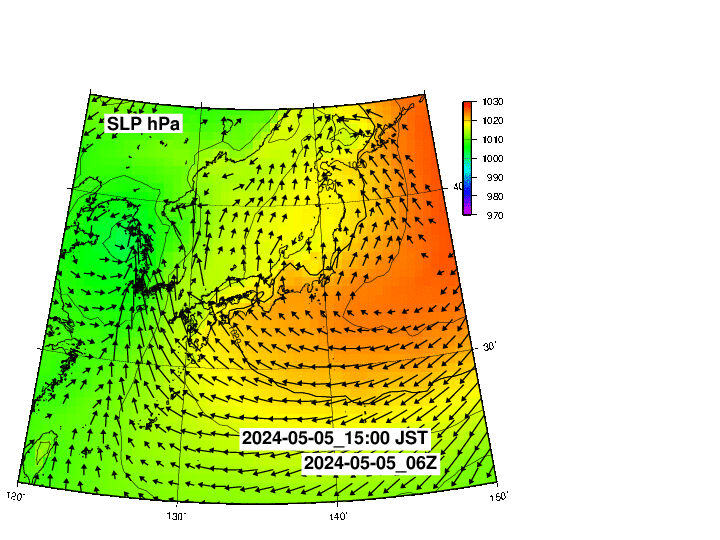 NOAA GFS 気圧予報 日本
