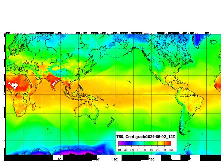 NCEP GFS グローバル気温予報マップ