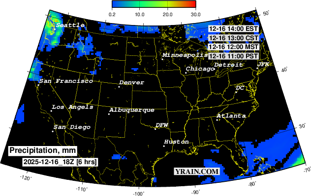 GFS forecast 24hr Precipitation in CONUS (Continental US)