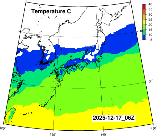 GFS forecast 24hr Temperature in Japan