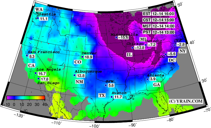 Surface Temperature Observation in CONUS US